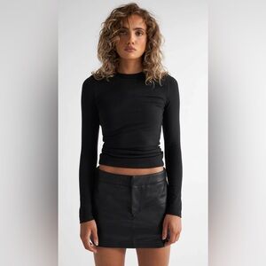 NWT All Things Golden - The Pebbled Low-Rise Vegan Leather Mini Skirt
